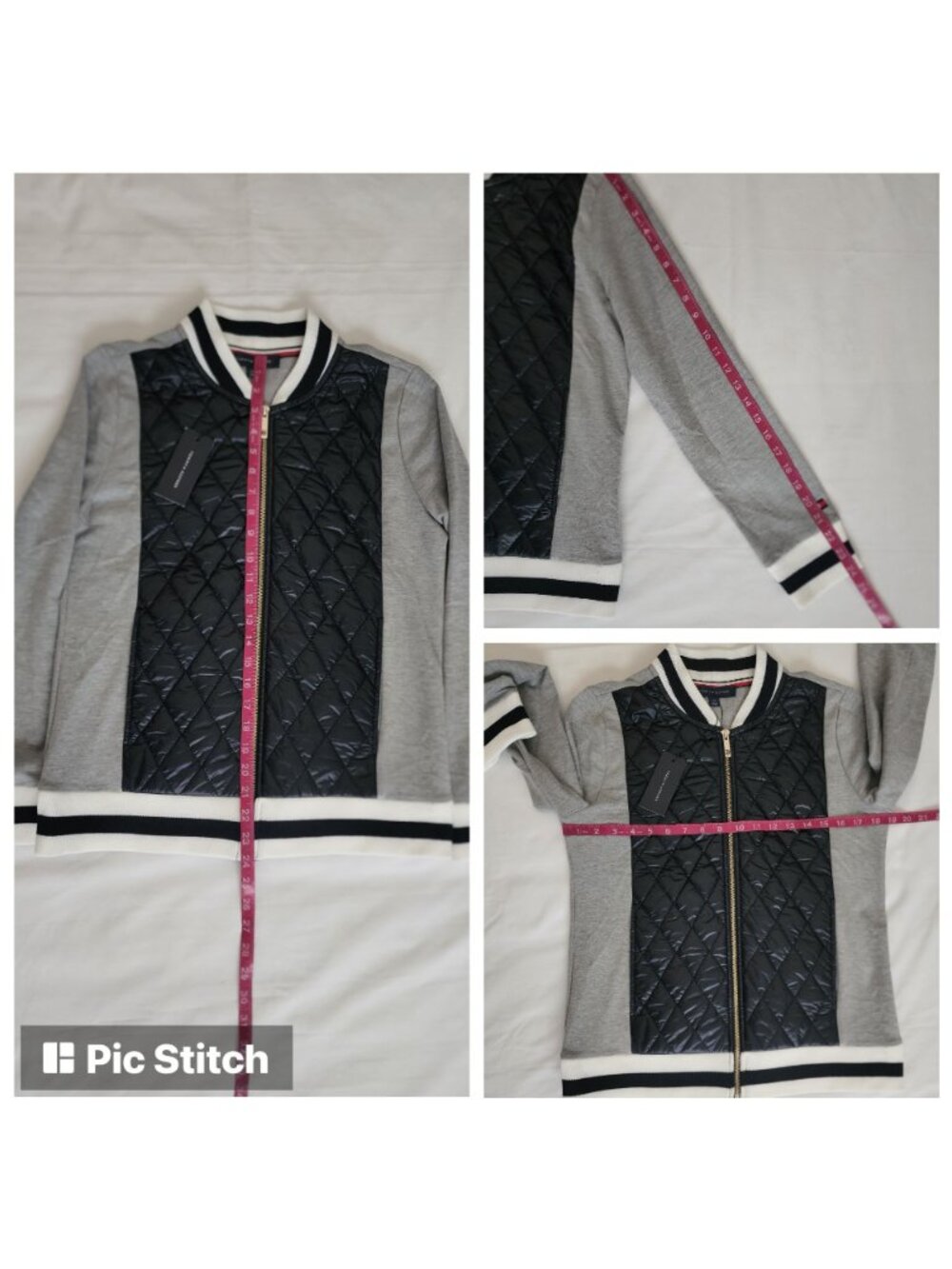 Tommy Hilfiger Women's Lush Life Casual Quilted Bomber Jacket Black/Gray S/P NWT - Picture 12 of 13